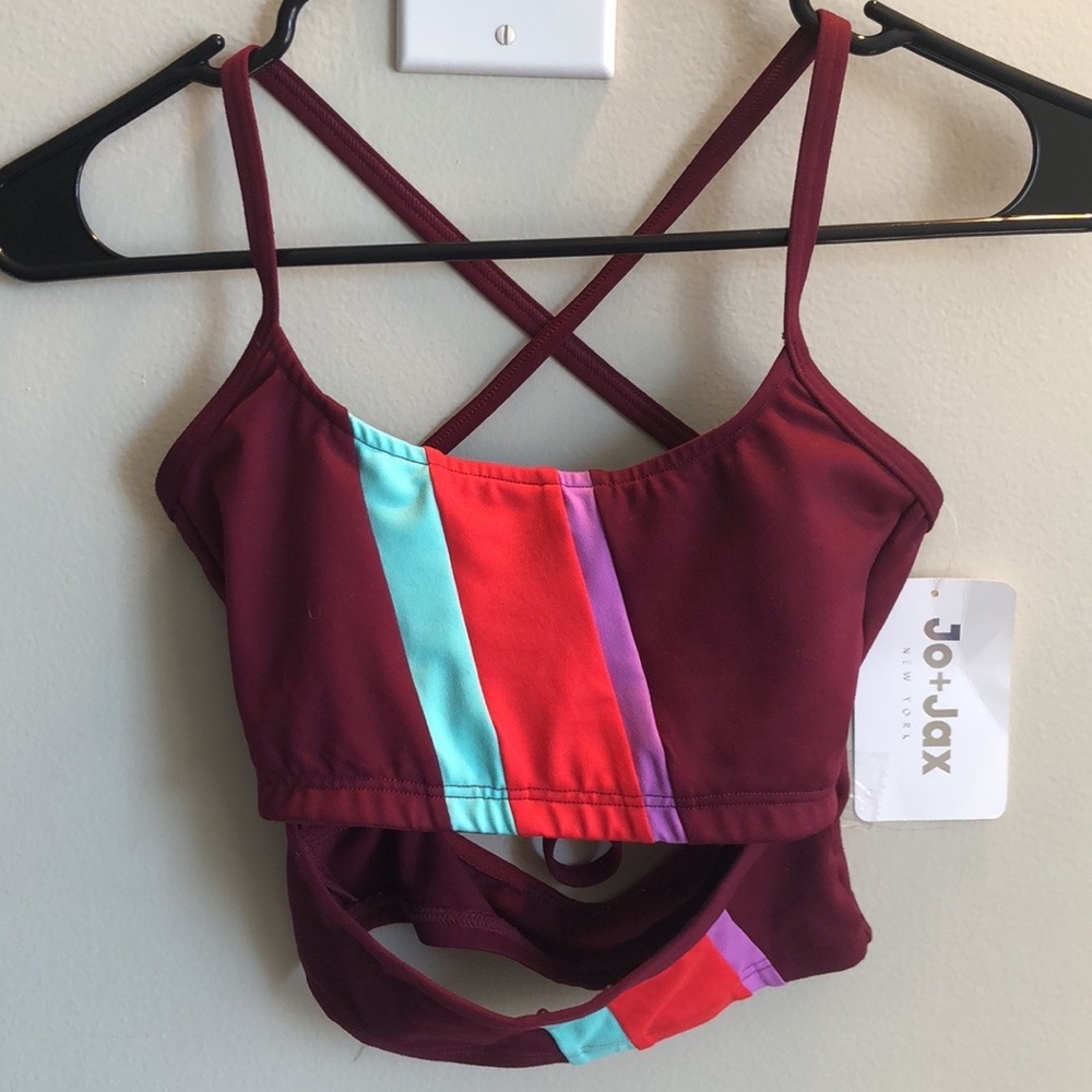 Jo+Jax Petra Crop Crimson Sports Bra size 00 (size XX-Small Adult) NWT